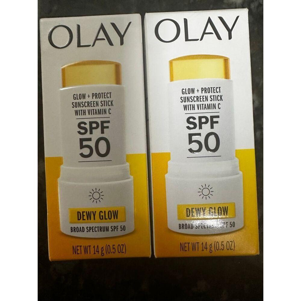 (2)Olay Glow & Protect SPF 50 Face Sunscreen Stick, Fragrance Free